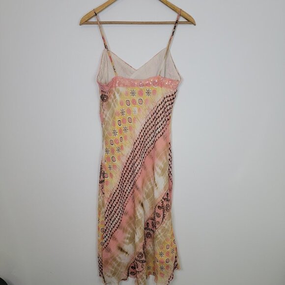 Joseph Ribkoff Pink Midi Slip Dress Sz 8 V-Neck Sleeveless Sequin Fairy Y2K Lace - Picture 4 of 11